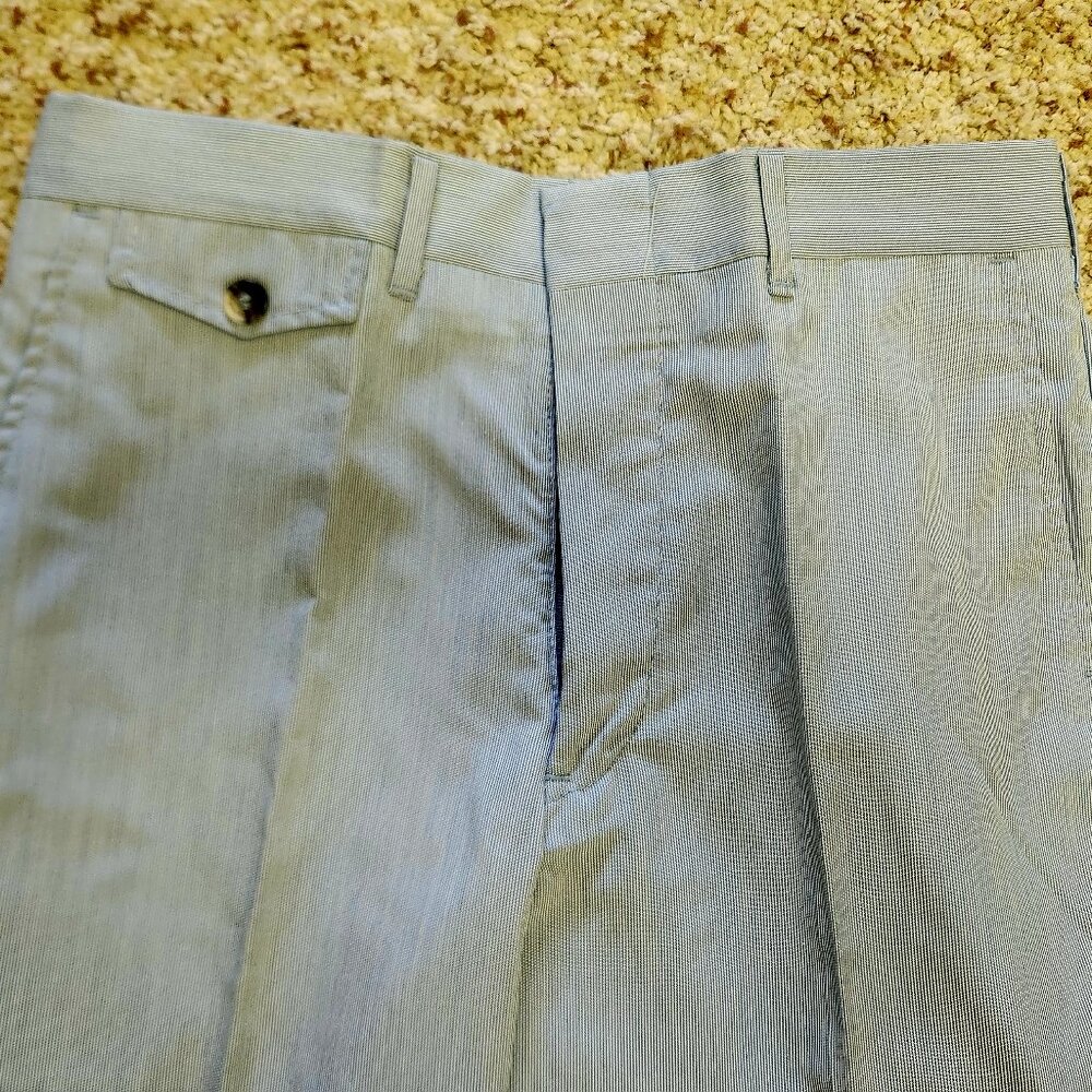 men's pants 28 blue stripe cotton blend vintage 1980s NOS